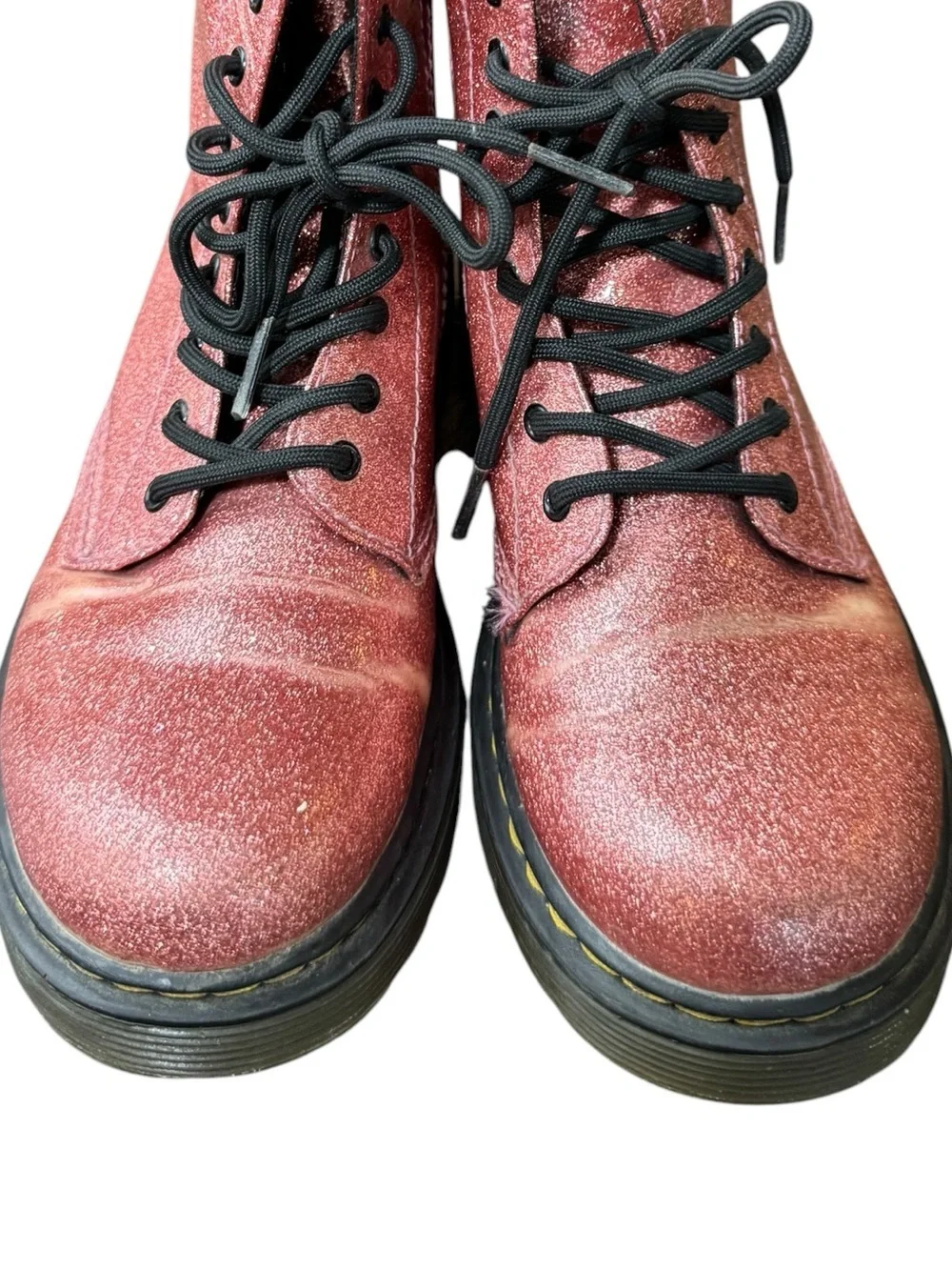 Dr. Martens Junior 1460 Glitter Patent Leather Boots, Size 3.5